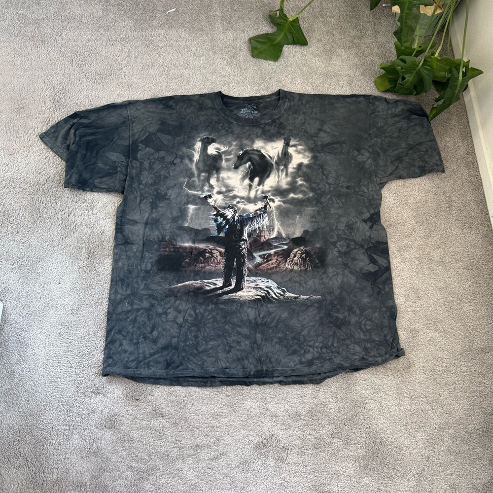 THE MOUNTAIN TIE DYE NATIVE AMERICAN AND HORSES TEE